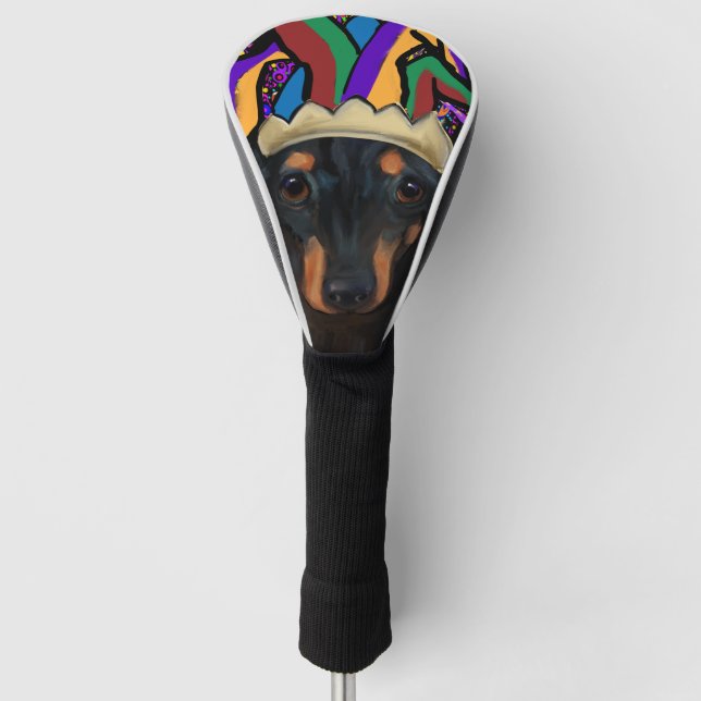 Couvre-club De Golf Dachshund noir à longs poils (Devant)