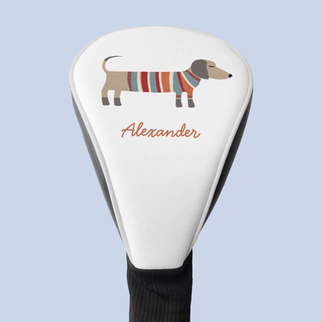 Couvre-club De Golf Dachshund Saucisse Chien Nom Personnalisé (Dachshund Wiener Sausage Dog personalized name fun golf head cover)