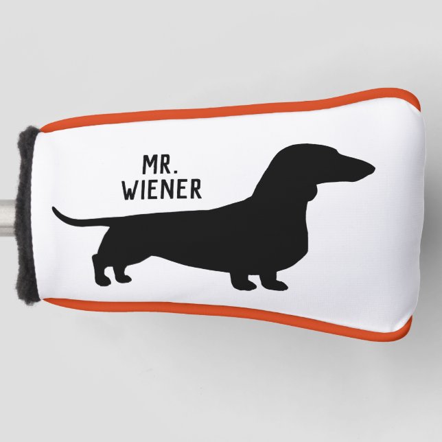Couvre-club De Golf Dachshund Silhouette Wiener Dog Personnalisé (Devant)