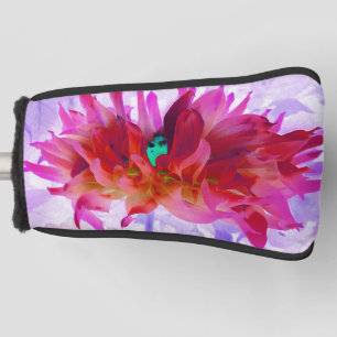 Couvre-club De Golf Dahlia Cactus Rouge Éblouissant et Rose Chaud