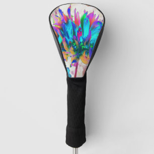 Couvre-club De Golf Dahlia de cactus arc-en-ciel aquarelle époustoufla