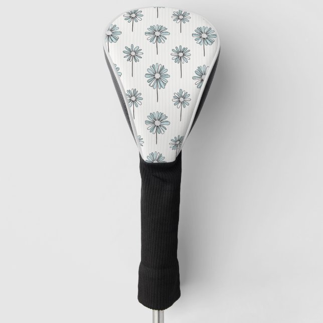 Couvre-club De Golf Daisy Pastel au Trait de Rayure (Devant)