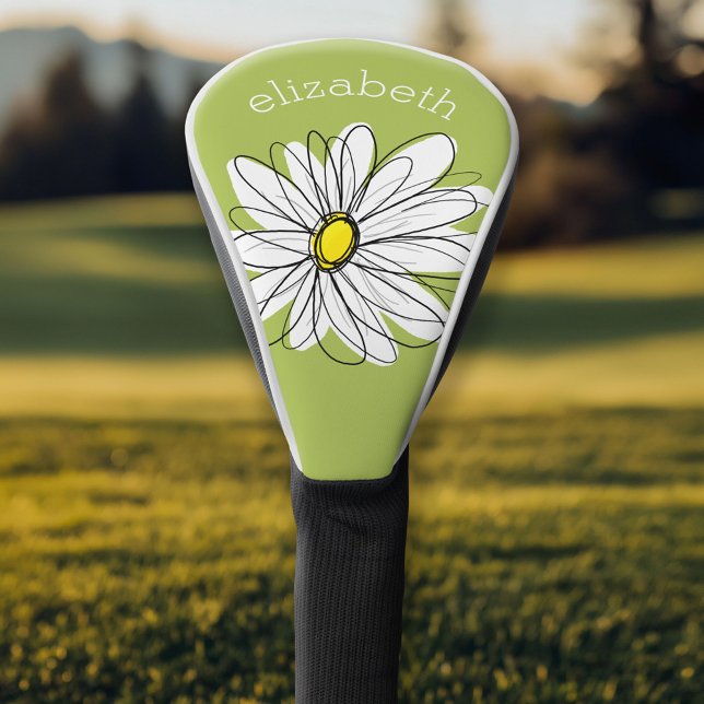 Couvre-club De Golf Daisy tendance avec gris et vert jaune (Custom Golf Head Cover)