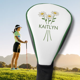 Couvre-club De Golf Dame Élégante Golfeuse Fausse Broderie Florale 