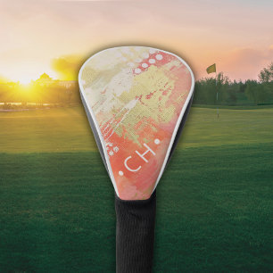 Couvre-club De Golf Dames Custom Initial Abstrait Coral rose