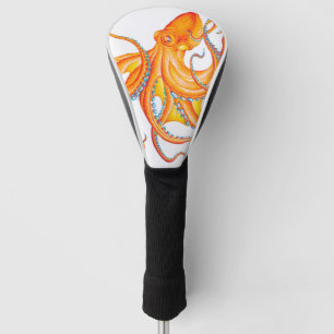 Couvre-club De Golf Danse orangée rouge octopus Ink