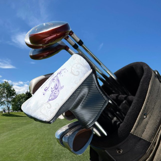 Couvre-club De Golf Dauphin pourpre Couvercle de tête de golf personna (Purple Dolphin Personalized Golf Head Cover)