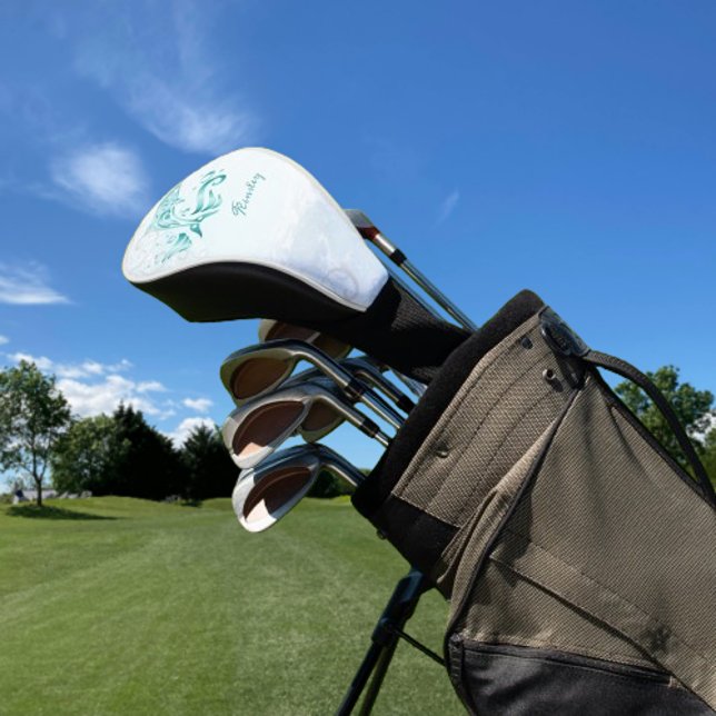 Couvre-club De Golf Dauphin turquoise Couverture de tête de golf perso (Teal Dolphin Personalized Golf Head Cover)