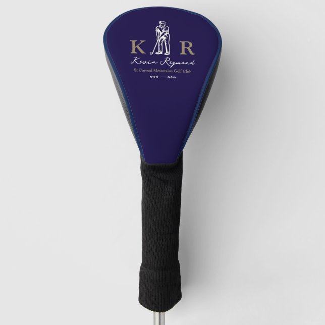 Couvre-club De Golf Deep Blue Golf Player Classic Golfer Monogram  (Devant)