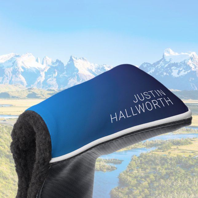 Couvre-club De Golf Dégradé bleu foncé moderne et texte modifiable min (Créateur téléchargé)