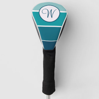 Couvre-club De Golf Dégradé de turquoise écume de mer bloc monogramme