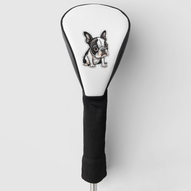 Couvre-club De Golf Design autocollant Boston Terrier (Devant)