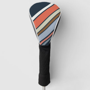 Couvre-club De Golf Design de rayures de style rétro diagonale