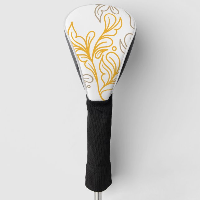 Couvre-club De Golf Design en feuille Boho d'or (Devant)