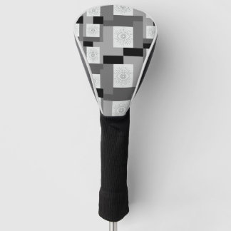 Couvre-club De Golf Design graphique noir, blanc et gris