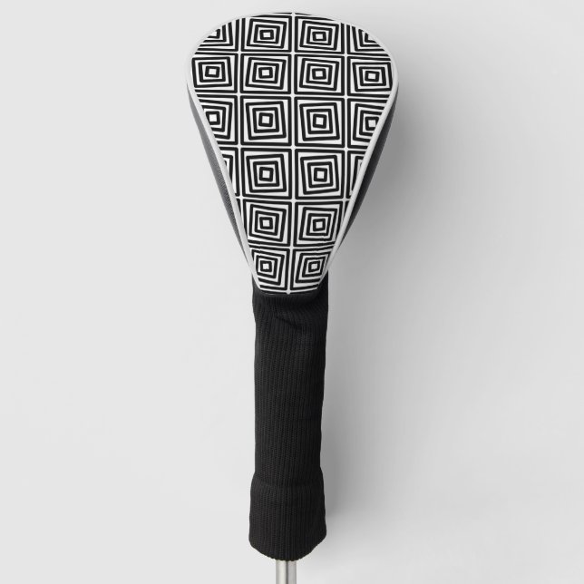 Couvre-club De Golf Design graphique noir et blanc (Devant)
