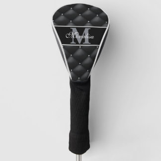 Couvre-club De Golf design noir luxueux personnalisé avec monogramme