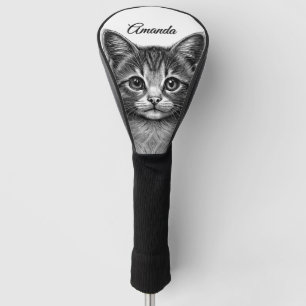 Couvre-club De Golf Dessin adorable de Jeune Chat Personnel
