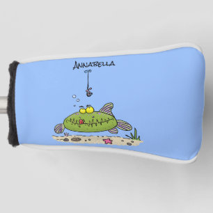 Couvre-club De Golf Dessin animé de pêche drôle de poisson vert gros a