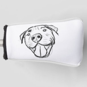 Couvre-club De Golf dessin pitbull simple amoureux des chiens noir bla