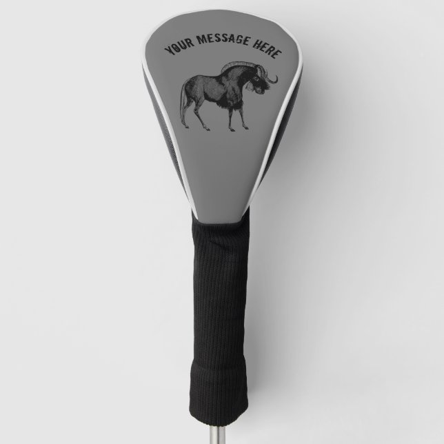 Couvre-club De Golf Dessin simple Black Wilbeest (Devant)