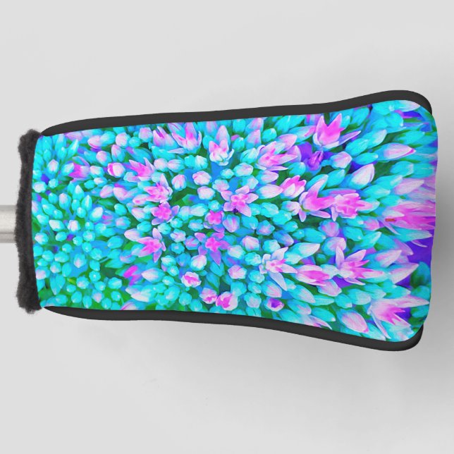 Couvre-club De Golf Détails des fleurs de sédum Succulent bleu et rose (Devant)