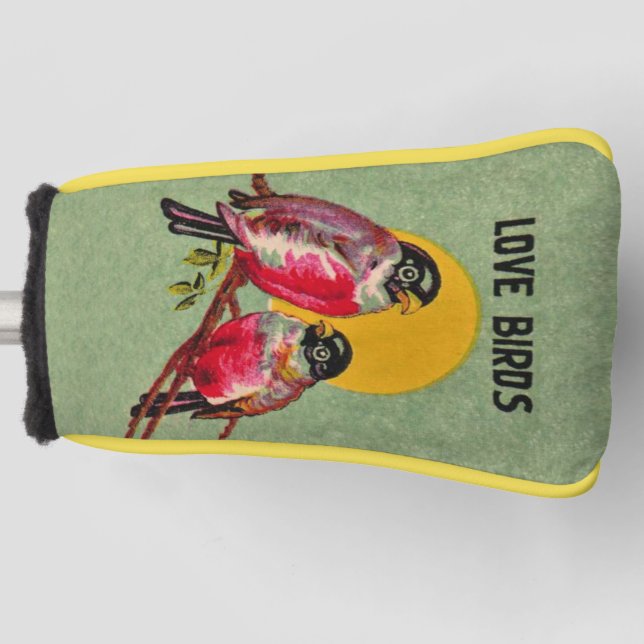 Couvre-club De Golf Deux Joli Inséparables rose noir Vert soleil (Devant)