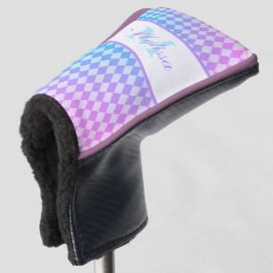 Couvre-club De Golf Diamants Ombres violets et bleus monogrammes