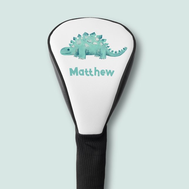 Couvre-club De Golf Dinosaur Stegosaurus Prénom (Dinosaur golf head cover with cute stegosaurus design. Personalize with you your own name or text.)