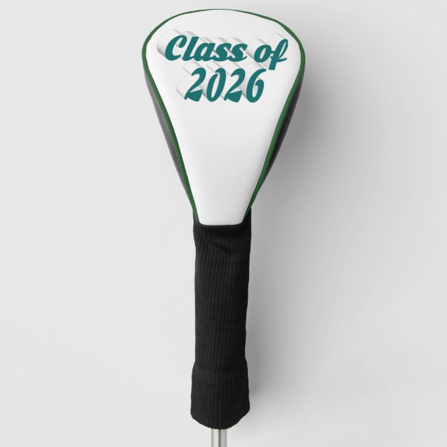 Couvre-club De Golf diplômé promotion 2026 texte vert  (Devant)