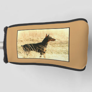 Couvre-club De Golf Dobermann en roseaux secs peignant l'image