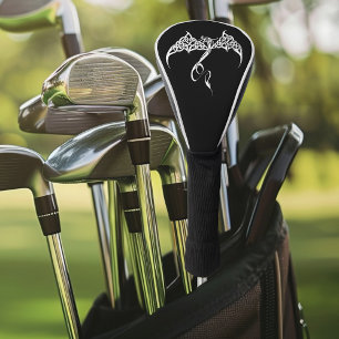 Couvre-club De Golf Dragon tribal celtique noir blanc