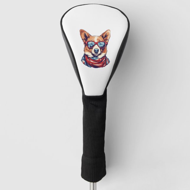 Couvre-club De Golf Drapeau américain Corgi Patriotic Chien USA (Devant)