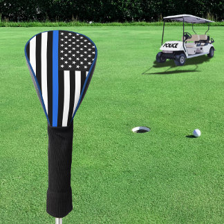 Couvre-club De Golf Drapeau américain de la ligne bleue mince