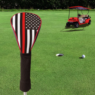 Couvre-club De Golf Drapeau américain de la ligne rouge mince