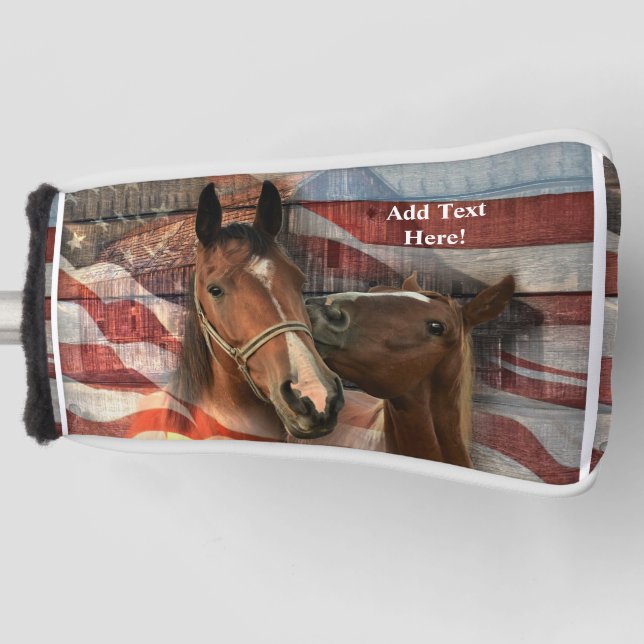 Couvre-club De Golf Drapeau Américain Grange Rustique Cheval (Devant)