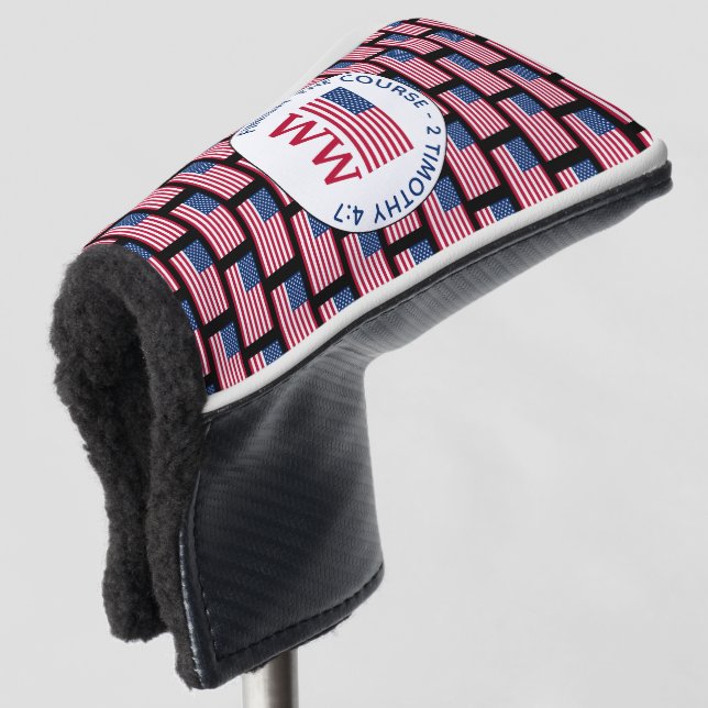 Couvre-club De Golf Drapeau AMÉRICAIN Putter MONOGRAM personnalisé (Devant 3/4)