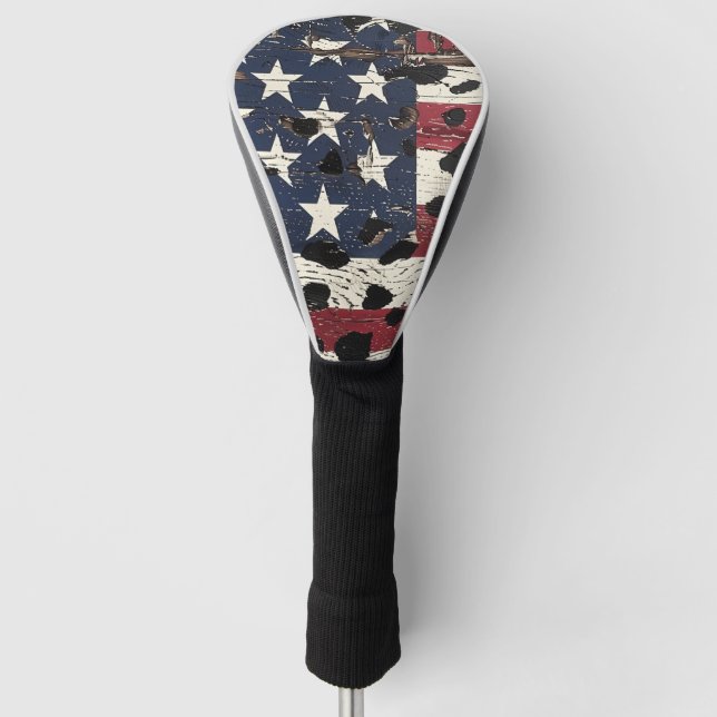 Couvre-club De Golf Drapeau américain rustique imprimé léopard (2) (Devant)
