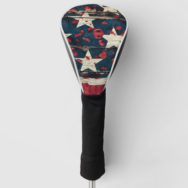 Couvre-club De Golf Drapeau américain rustique imprimé léopard (5) (Devant)