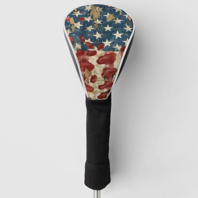 Couvre-club De Golf Drapeau américain rustique imprimé léopard (6) (Devant)