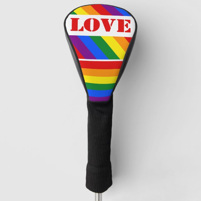 Couvre-club De Golf Drapeau arc-en-ciel LGBTQ+ avec amour pour le mois (Devant)