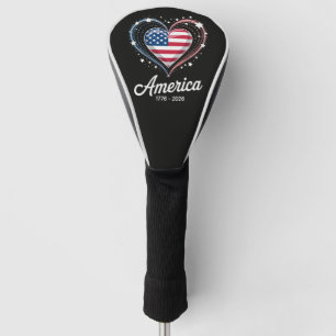 Couvre-club De Golf Drapeau Cœur 1776 2026 4 juillet 250e anniversaire