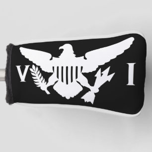 Couvre-club De Golf Drapeau des îles Vierges américaines, noir et blan
