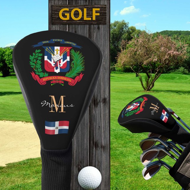 Couvre-club De Golf Drapeau Dominicain Monogramme Clubs de Golf Couvre (Créateur téléchargé)