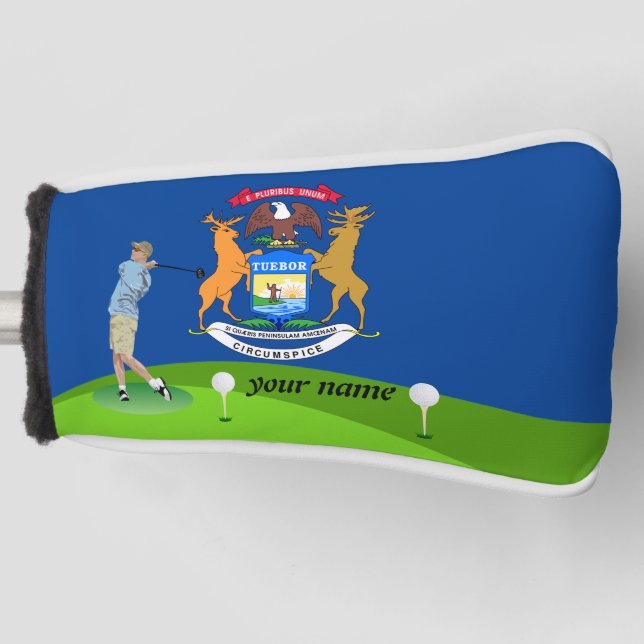 Couvre-club De Golf Drapeau du Michigan (Devant)