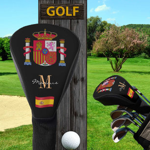Couvre-club De Golf Drapeau Espagnol et Monogramme Clubs de Golf Couvr