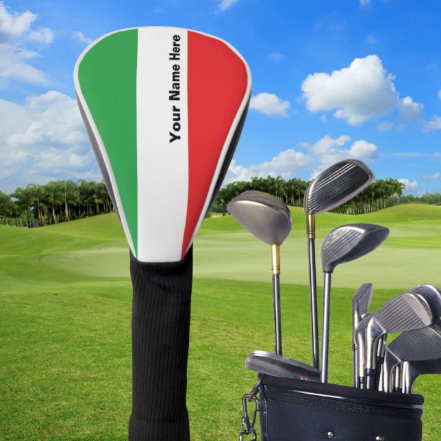 Couvre-club De Golf Drapeau italien simple en gras Tête de golf person (Personalized Italian Flag Golf Club Cover, Flag of Italy, Italian Pride on the Golf Course)