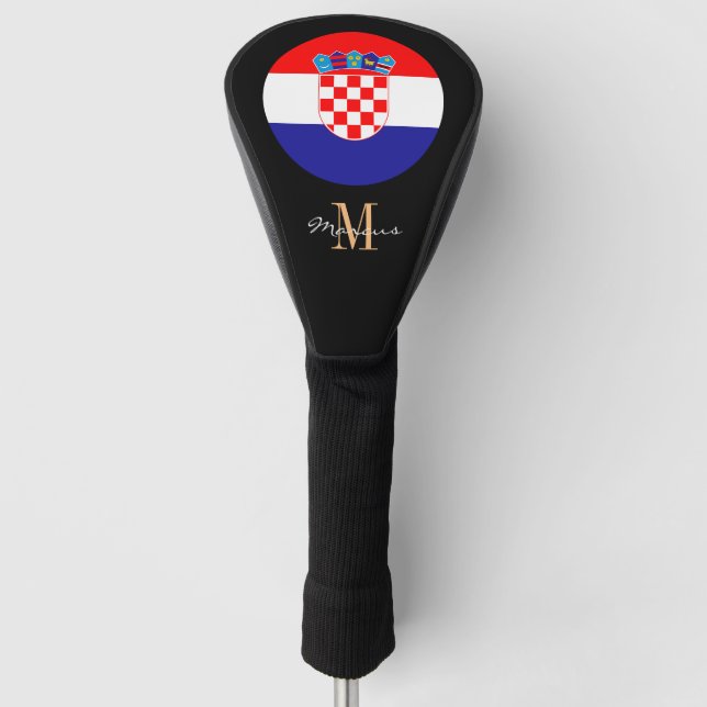 Couvre-club De Golf Drapeau Monogramme & Croatie Clubs de Golf Couvert (Devant)