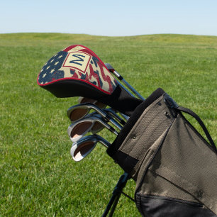 Couvre-club De Golf Drapeau patriotique rustique américain Camo Monogr