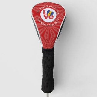 Couvre-club De Golf Drapeau personnalisé LOVE rouge barbadien